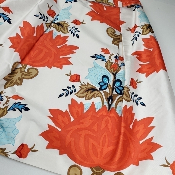 Talbots Silk Orange Wht Floral Boho Belted Skirt Size 4 - Picture 4 of 13